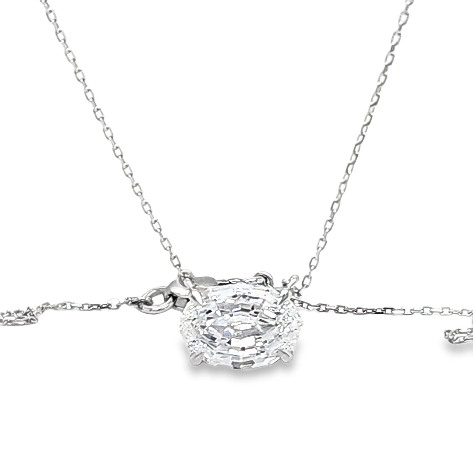 LG - 14K 2.08CT D-PENDANT WITH CHAIN LDS OVL STEP CUT CERTIFIED